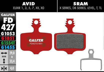 Galfer -, Bike Advanced Brake Pad Avid Elixir Sram XX Unisex Children, Multicoloured, Standard