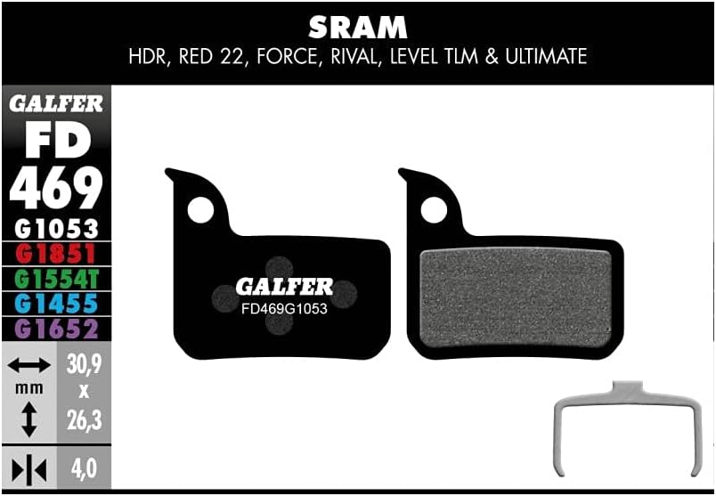 GALFER Bike Standard Brake Pad SRAM Red 22-Level, Men, Black, Standard