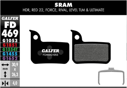 GALFER Bike Standard Brake Pad SRAM Red 22-Level, Men, Black, Standard