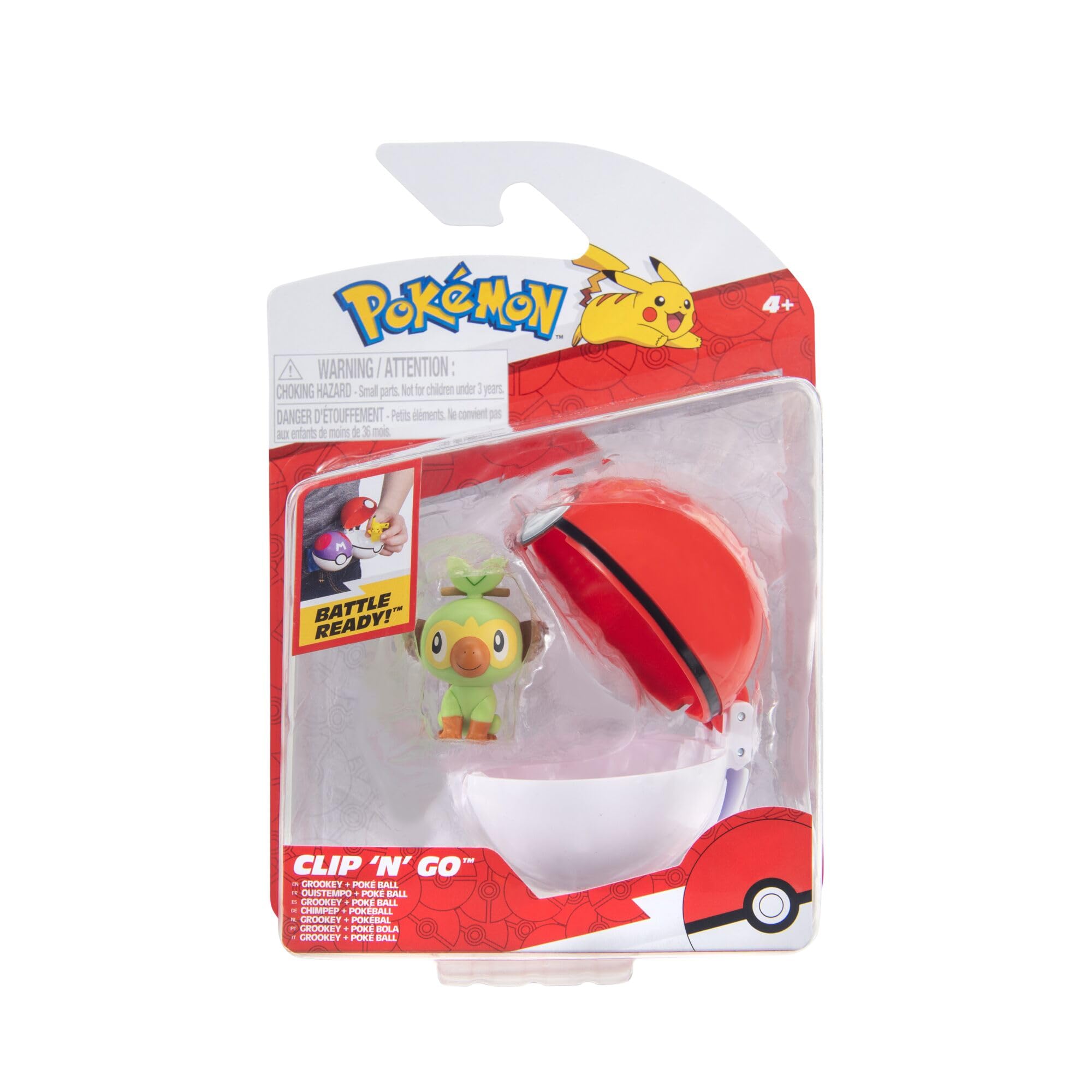 Pokémon Clip 'N' Go Grookey en Poké Ball - Inclusief 2 inch Battle Figuur en Poké Ball Accessoire