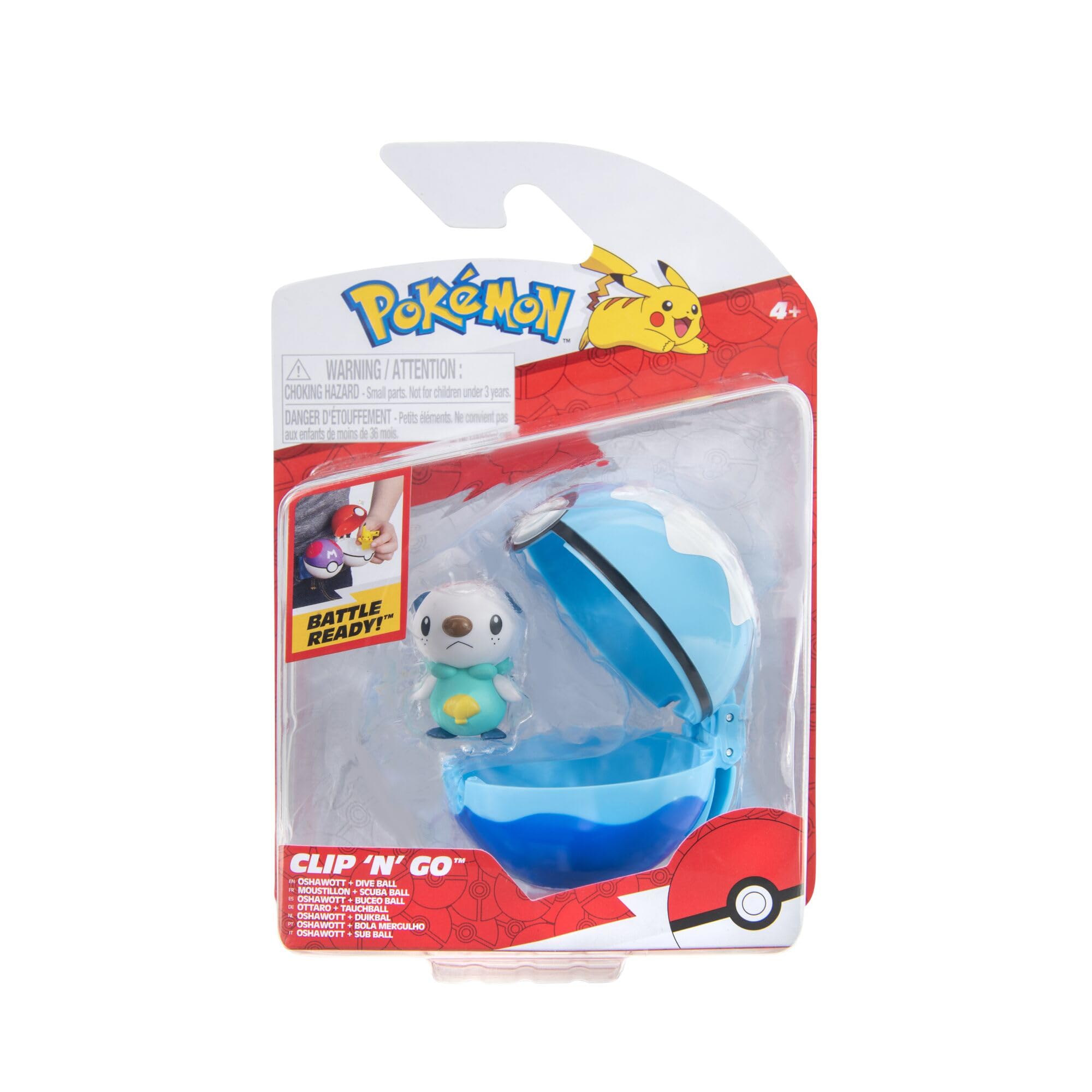Pokémon Clip ‘N’ Go Oshawott and Dive Ball - Includes 2-Inch Battle Figure and Poké Ball Accessory