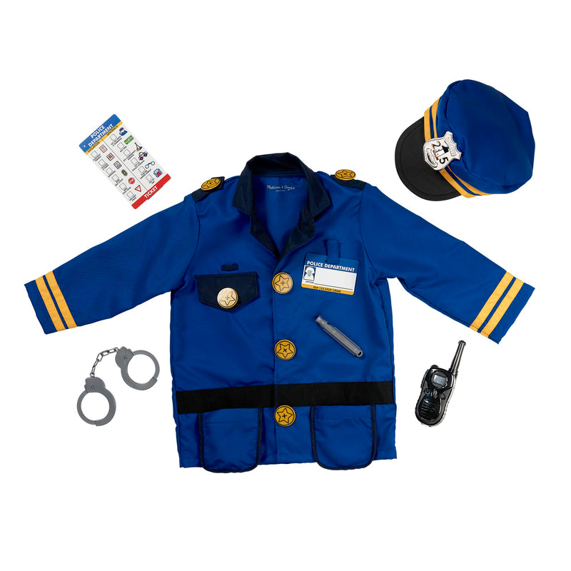 Melissa & Doug Police Officer Role-Play Costume Set, Police Officer Costume, Halloween Costume, Kids Costume, 3+, Gift for Boy or Girl