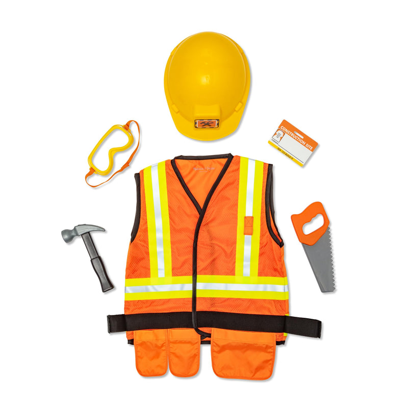 Melissa & Doug Construction Worker Costume Role Play Toys | Fancy Dress for Kids & Toddlers | Builder Costumes for Children | Dressing Up Clothes for Girls or Boys | Pretend Play Gifts Ages 3-6