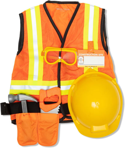Melissa & Doug Construction Worker Costume Role Play Toys | Fancy Dress for Kids & Toddlers | Builder Costumes for Children | Dressing Up Clothes for Girls or Boys | Pretend Play Gifts Ages 3-6