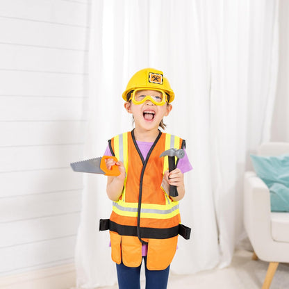 Melissa & Doug Construction Worker Costume Role Play Toys | Fancy Dress for Kids & Toddlers | Builder Costumes for Children | Dressing Up Clothes for Girls or Boys | Pretend Play Gifts Ages 3-6