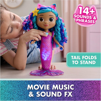Gabby's Dollhouse: The Movie, Sing & Shine Mermaid Gabby, Waterproof Mermaid Doll with Lights and Sounds, Kids Toys for Girls & Boys Ages 3 and Up