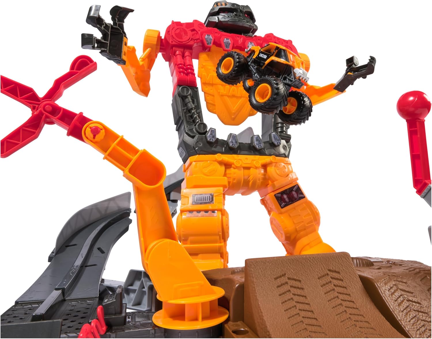 Monster Jam Smash & Bash SmashBot Playset with Launcher, Exclusive 1:64 Scale Monster Truck, 15-Inch Repairable Robot, Kids Toys for Boy and Girls Age 3 and up