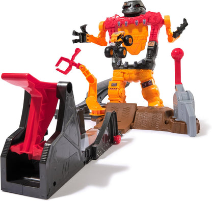 Monster Jam Smash & Bash SmashBot Playset with Launcher, Exclusive 1:64 Scale Monster Truck, 15-Inch Repairable Robot, Kids Toys for Boy and Girls Age 3 and up