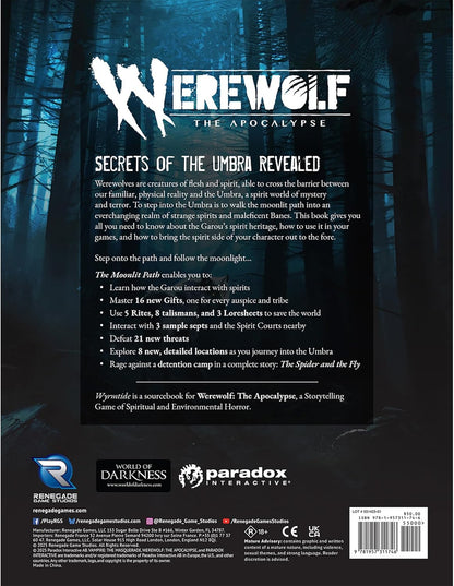 Renegade Game Studios | Werewolf The Apocalypse 5th Edition The Moonlit Path | New Enemies Narrative Tools and Character Options | 1 Plus Players | Playing Time Varies