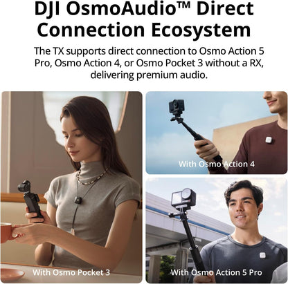 DJI Mic Mini Transmitter (Arctic White), Wireless Lavalier Microphone, Ultralight, Detail-Rich Audio, OsmoAudio, Noise Cancelling, Clip On Bluetooth Phone Microphone for Camera/iPhone/Android