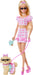 Barbie Twinning Looks Puppe mit Hündchen im Partnerlook mit rosa Gingham-Outfits und Accessoires wie Sonnenbrillen, Halsketten und Schleifen, blond, JFP36