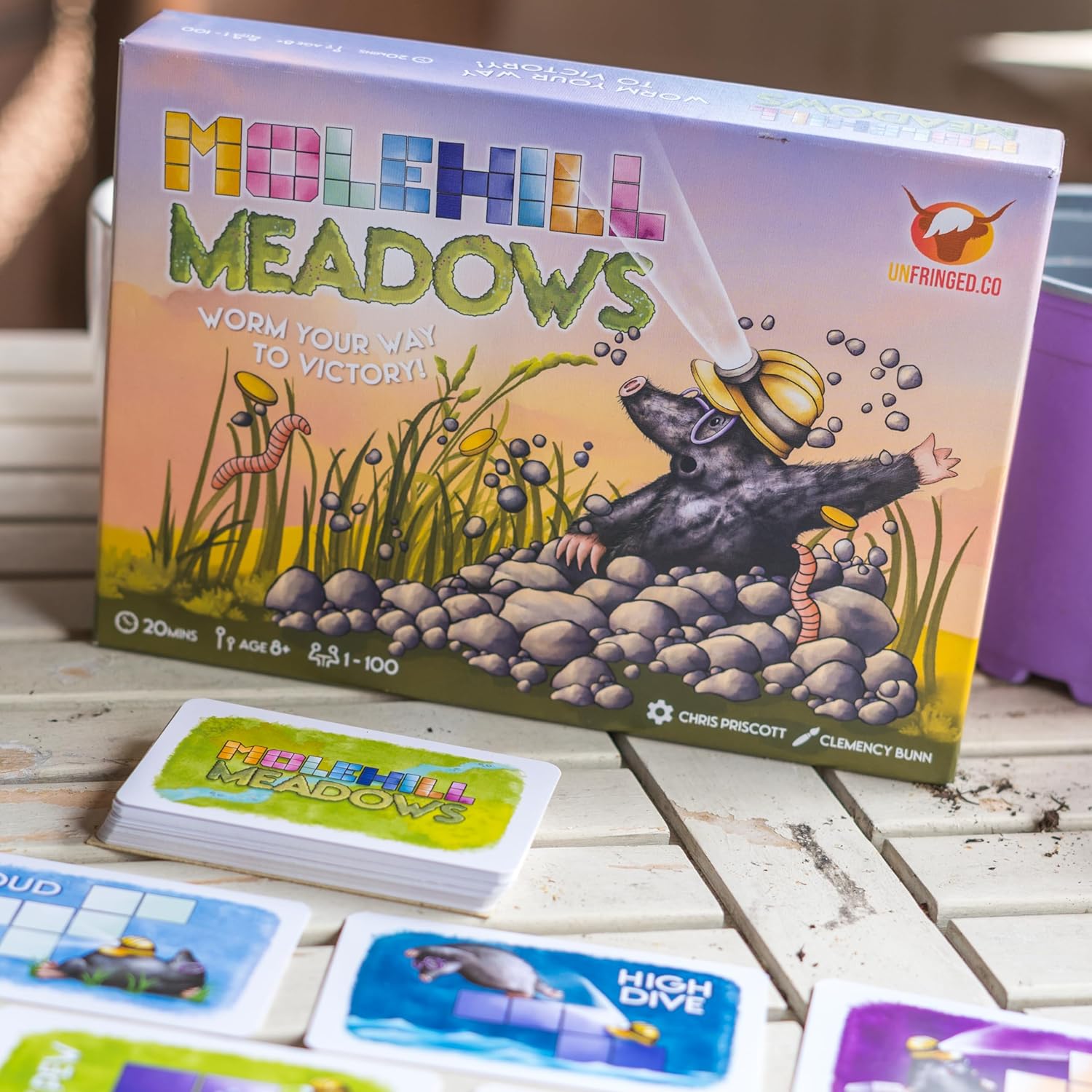 Molehill Meadows | Board game | Ages 8+ | 1-100 Players | 20 Minutes Playing Time