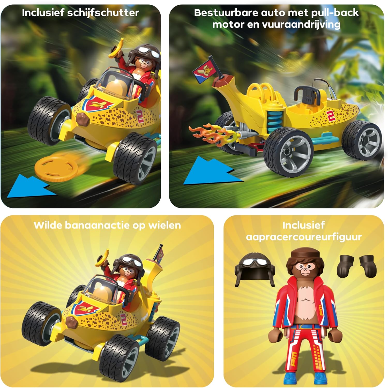 PLAYMOBIL Fun Stars 71717 Gazonbanaan, speelgoed vanaf 4 jaar, cadeau voor kinderen, speelgoedauto, met terugtrekmotor en schietfunctie