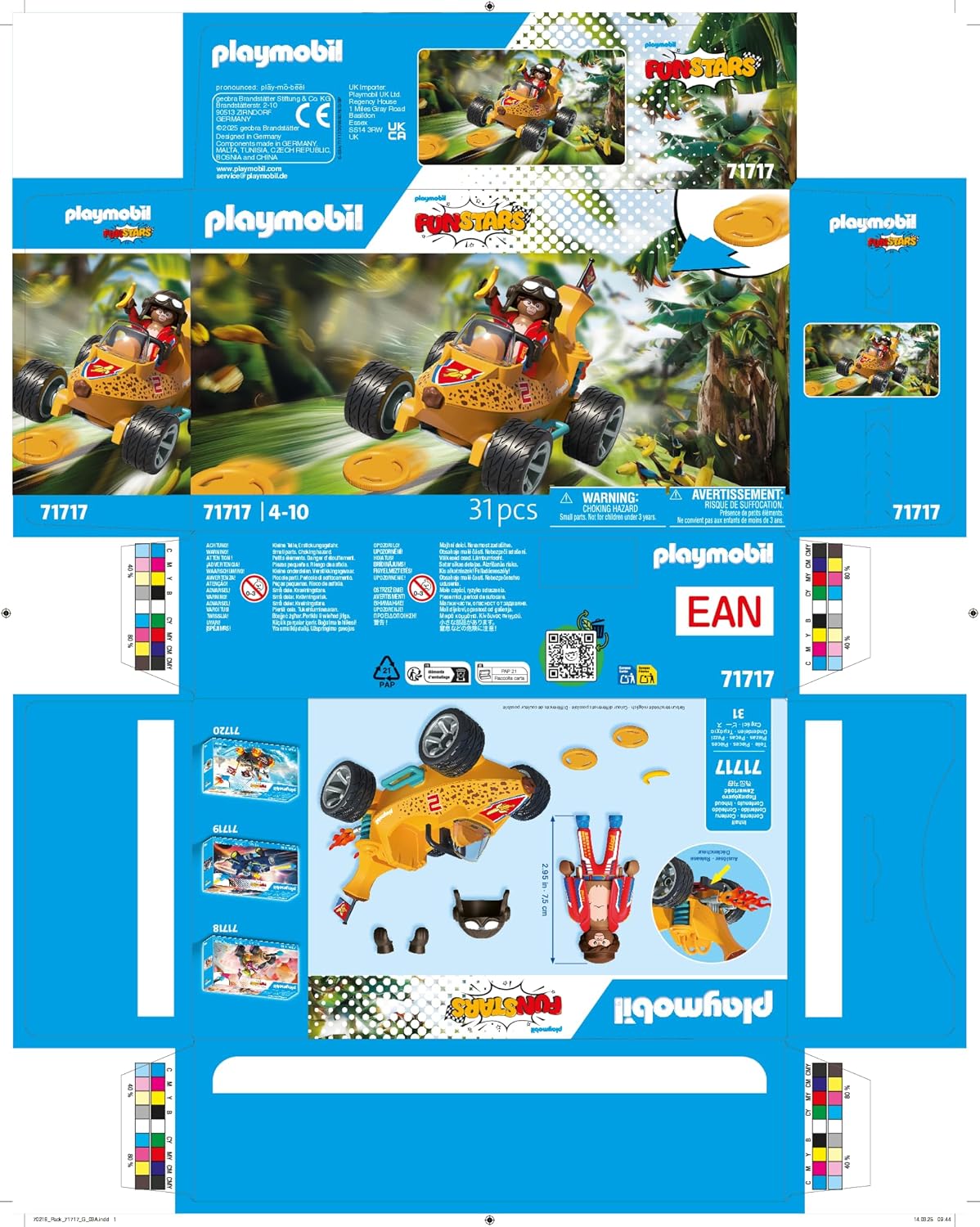 PLAYMOBIL Fun Stars 71717 Gazonbanaan, speelgoed vanaf 4 jaar, cadeau voor kinderen, speelgoedauto, met terugtrekmotor en schietfunctie