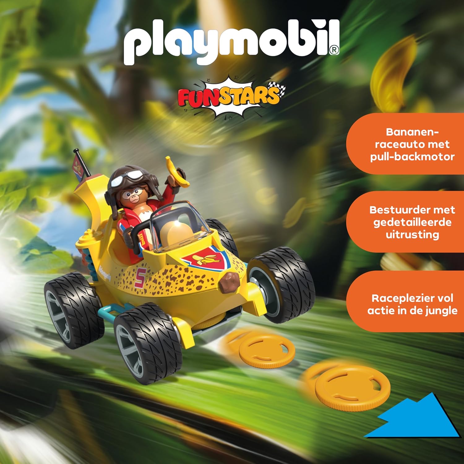 PLAYMOBIL Fun Stars 71717 Gazonbanaan, speelgoed vanaf 4 jaar, cadeau voor kinderen, speelgoedauto, met terugtrekmotor en schietfunctie