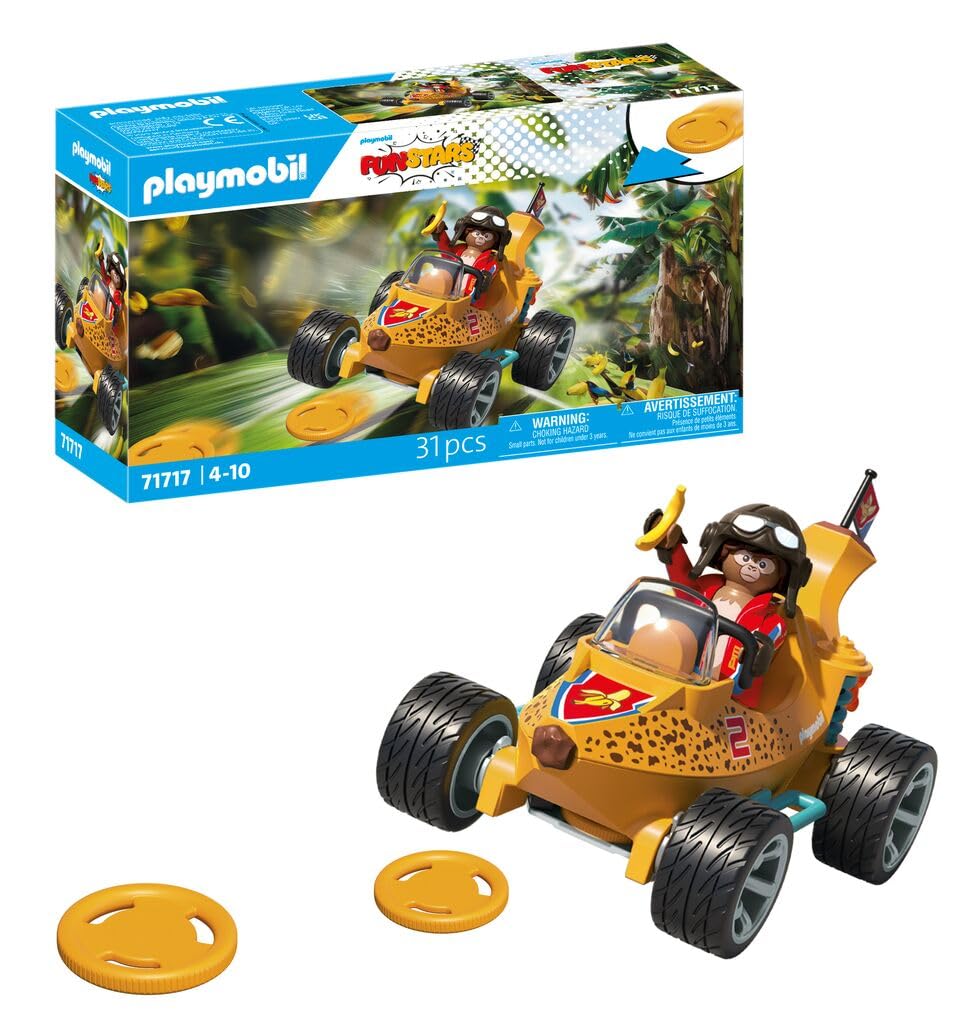 PLAYMOBIL Fun Stars 71717 Gazonbanaan, speelgoed vanaf 4 jaar, cadeau voor kinderen, speelgoedauto, met terugtrekmotor en schietfunctie