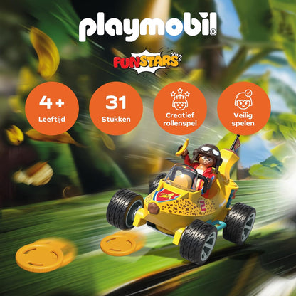 PLAYMOBIL Fun Stars 71717 Gazonbanaan, speelgoed vanaf 4 jaar, cadeau voor kinderen, speelgoedauto, met terugtrekmotor en schietfunctie