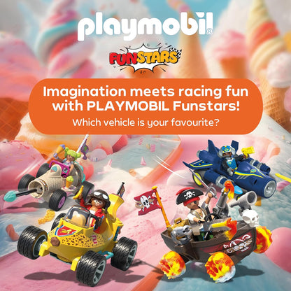 Playmobil | Fun Stars | Racing ice cream cone | Toy from 4 years | Gift for children | Toy car | With pull-back motor & shooting function | 71717