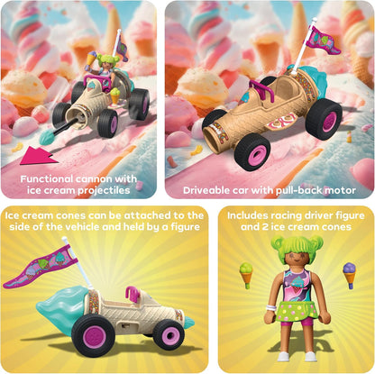 Playmobil | Fun Stars | Racing ice cream cone | Toy from 4 years | Gift for children | Toy car | With pull-back motor & shooting function | 71717