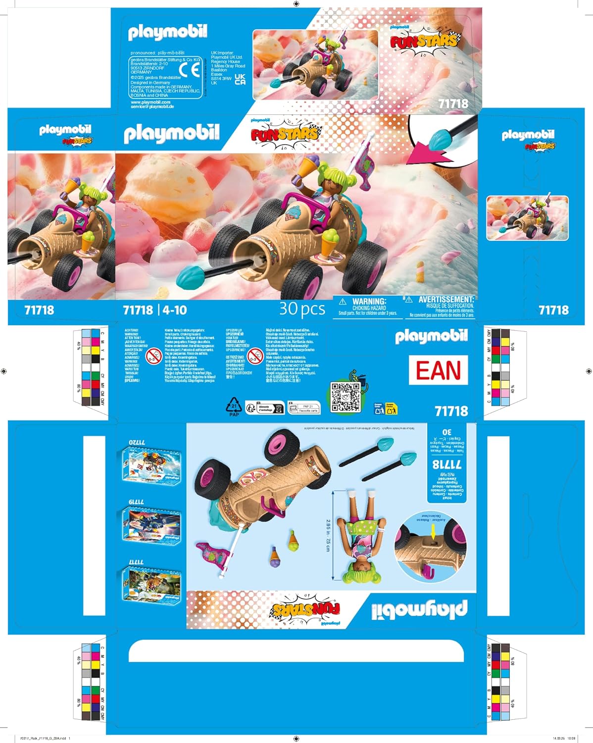 Playmobil | Fun Stars | Racing ice cream cone | Toy from 4 years | Gift for children | Toy car | With pull-back motor & shooting function | 71717