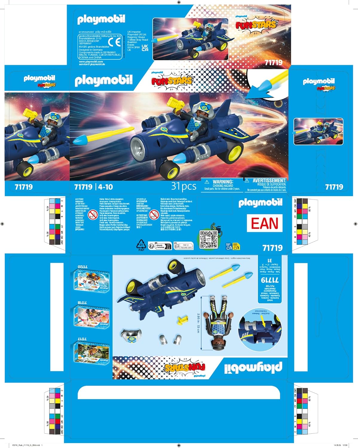 PLAYMOBIL Fun Stars 71717 Gazonder, speelgoed vanaf 4 jaar, cadeau voor kinderen, speelgoedauto, met terugtrekmotor en schietfunctie