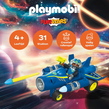 PLAYMOBIL Fun Stars 71717 Gazonder, speelgoed vanaf 4 jaar, cadeau voor kinderen, speelgoedauto, met terugtrekmotor en schietfunctie