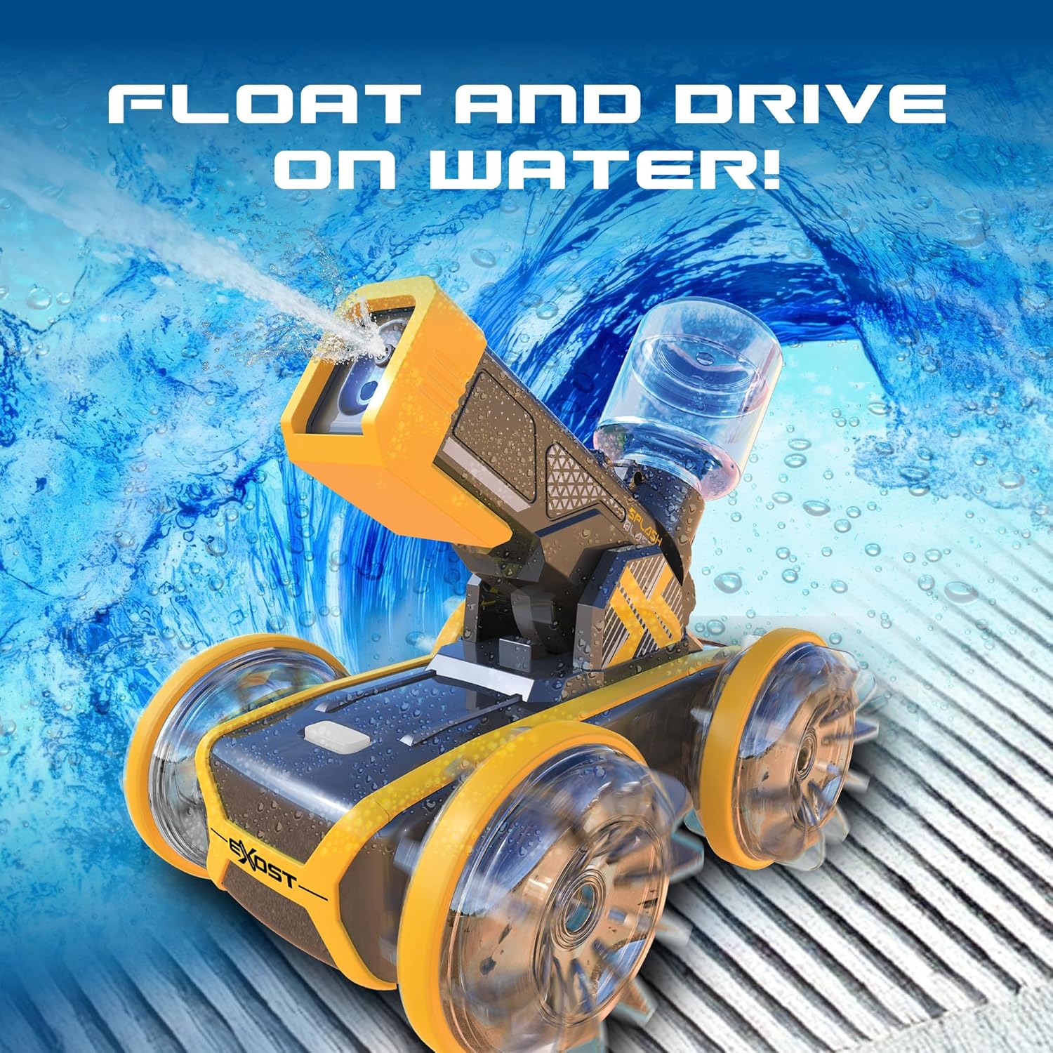SilverLit Exost Hydro Blast RC Car for Kids with Water Blaster and Dual Land and Water Mode | Shoots Water up to 5 Metres with Auto Refill | 2 Speed Settings, 2.4GHz Remote, Rechargeable Battery 5+