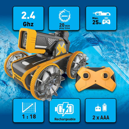 SilverLit Exost Hydro Blast RC Car for Kids with Water Blaster and Dual Land and Water Mode | Shoots Water up to 5 Metres with Auto Refill | 2 Speed Settings, 2.4GHz Remote, Rechargeable Battery 5+
