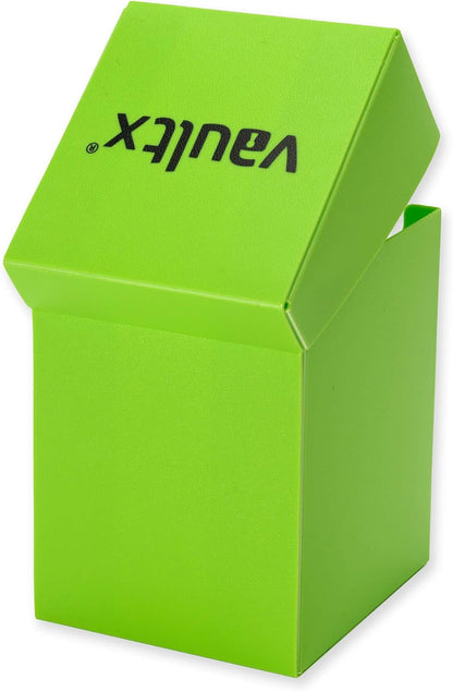 Vault X Trading Card Deck Box and 150 Black Card Sleeves, fits 100+ Sleeved Cards, Large Standard, Card Holder Storage Box, for MTG Commander Game, TCG (Green)