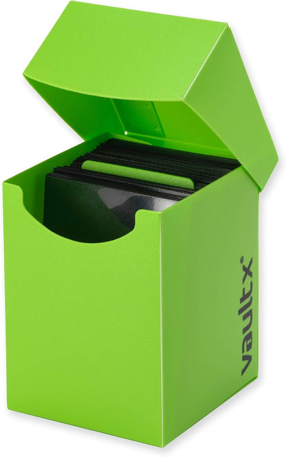 Vault X Trading Card Deck Box and 150 Black Card Sleeves, fits 100+ Sleeved Cards, Large Standard, Card Holder Storage Box, for MTG Commander Game, TCG (Green)