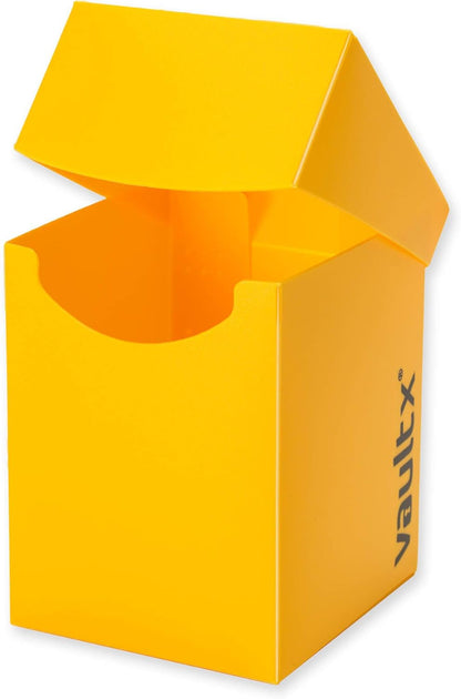 Vault X Trading Card Deck Box and 150 Black Card Sleeves, fits 100+ Sleeved Cards, Large Standard, Card Holder Storage Box, for MTG Commander Game, TCG (Yellow)