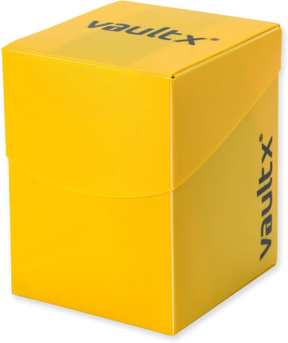 Vault X Trading Card Deck Box and 150 Black Card Sleeves, fits 100+ Sleeved Cards, Large Standard, Card Holder Storage Box, for MTG Commander Game, TCG (Yellow)