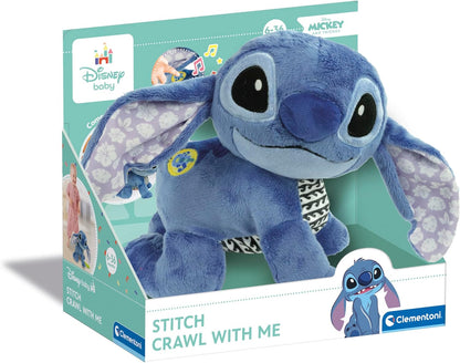 Clementoni Disney Baby Baby Stitch Gattona con Me, Topolino Peluche per Imparare a Gattonare, Gioco Prima Infanzia Bambini 6-36 Mesi, Insegna Numeri e Versi degli Animali, Lingua Italiana, 17537