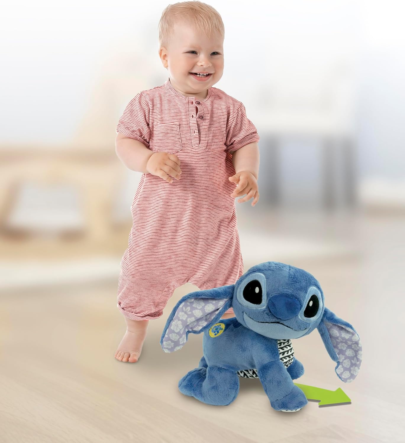 Clementoni Disney Baby Baby Stitch Gattona con Me, Topolino Peluche per Imparare a Gattonare, Gioco Prima Infanzia Bambini 6-36 Mesi, Insegna Numeri e Versi degli Animali, Lingua Italiana, 17537