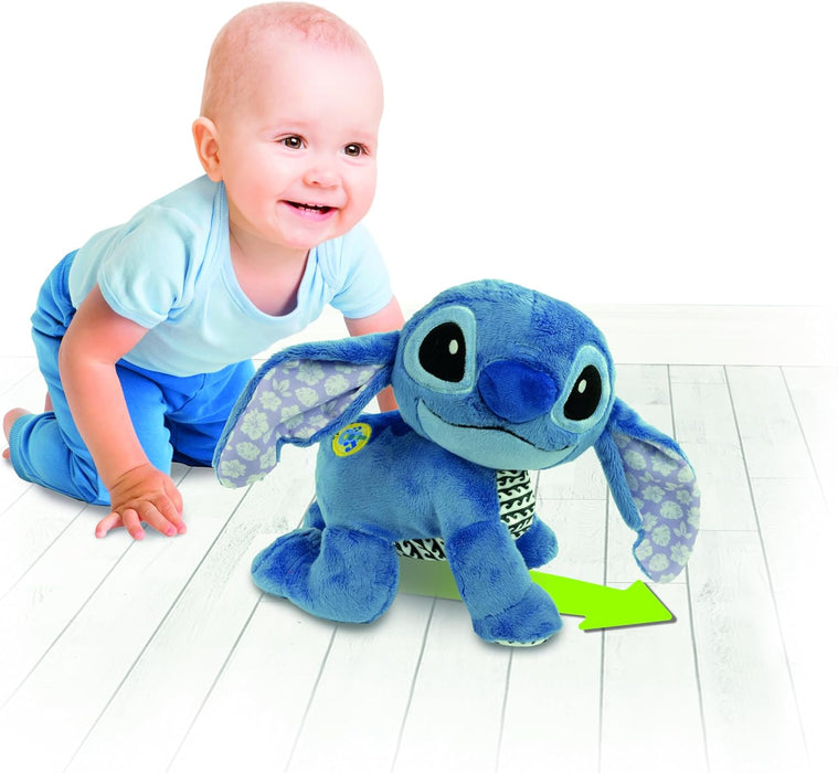 Clementoni Disney Baby Baby Stitch Gattona con Me, Topolino Peluche per Imparare a Gattonare, Gioco Prima Infanzia Bambini 6-36 Mesi, Insegna Numeri e Versi degli Animali, Lingua Italiana, 17537