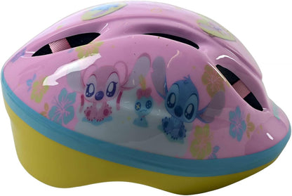 Disney Stitch Kids Bike Helmet - 52-56cm, Dial Adjustable Toddler Helmet for Girls with Ventilation, Extra Lightweight - Officially Licensed Disney Stitch Design for Cycling Safety - Pink
