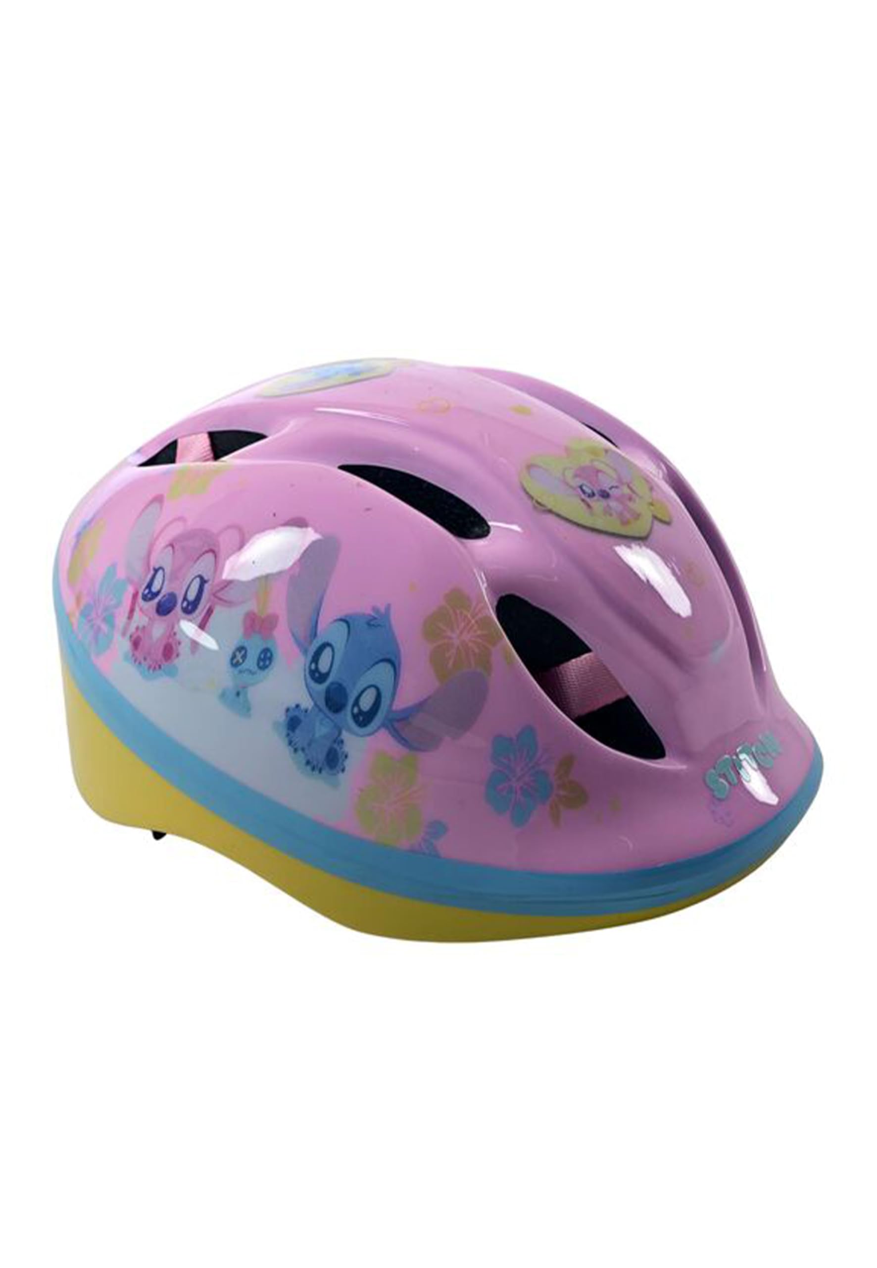 Disney Stitch Kids Bike Helmet - 52-56cm, Dial Adjustable Toddler Helmet for Girls with Ventilation, Extra Lightweight - Officially Licensed Disney Stitch Design for Cycling Safety - Pink