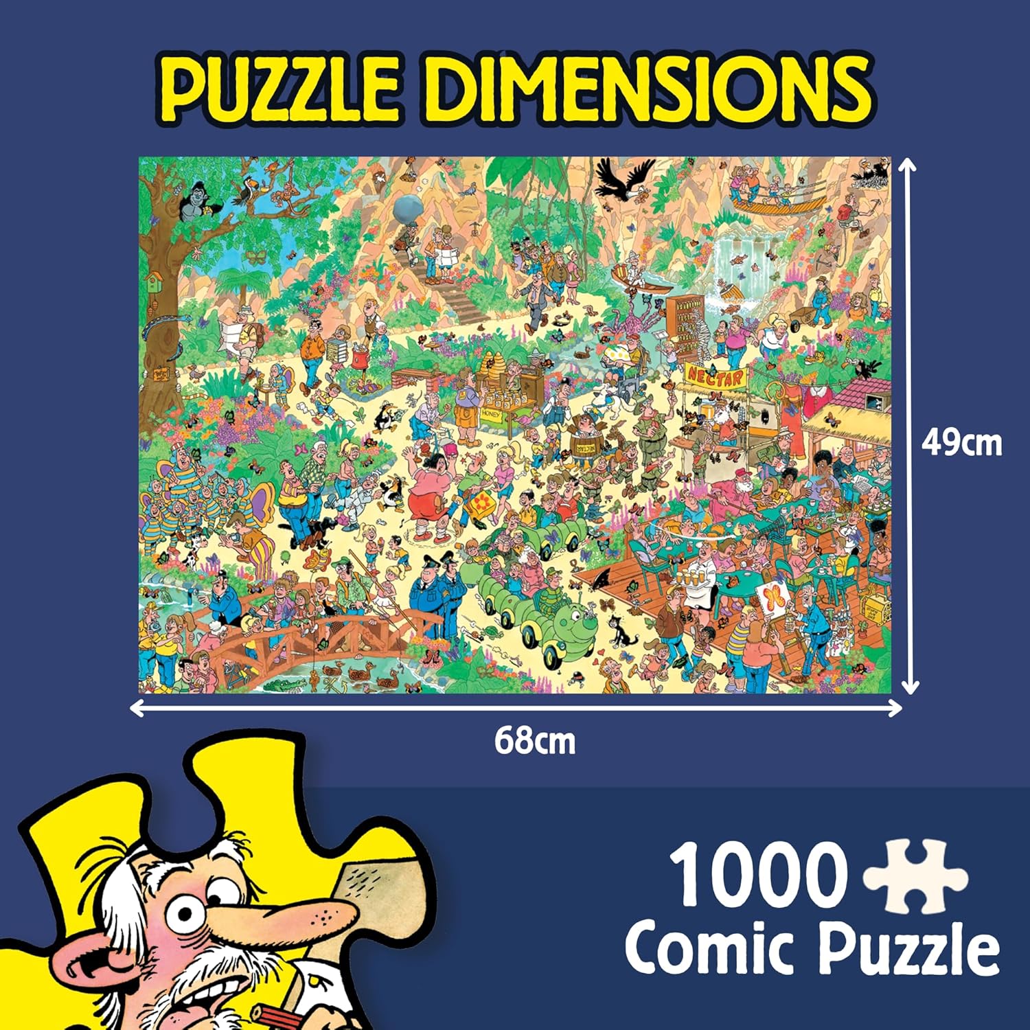 Jan van Haasteren Flutterly Fabulous - 1000 Piece Adults Puzzle, Large 1000 Pc Jigsaw Puzzles - 100% Recycled Cardboard Jigsaws - Fun Brainteasing Adult Puzzle for Birthday & Christmas - 68 x 49cm