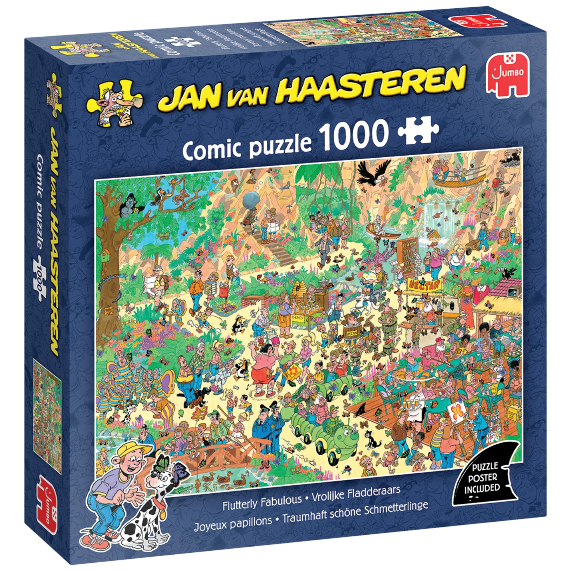 Jan van Haasteren Flutterly Fabulous - 1000 Piece Adults Puzzle, Large 1000 Pc Jigsaw Puzzles - 100% Recycled Cardboard Jigsaws - Fun Brainteasing Adult Puzzle for Birthday & Christmas - 68 x 49cm