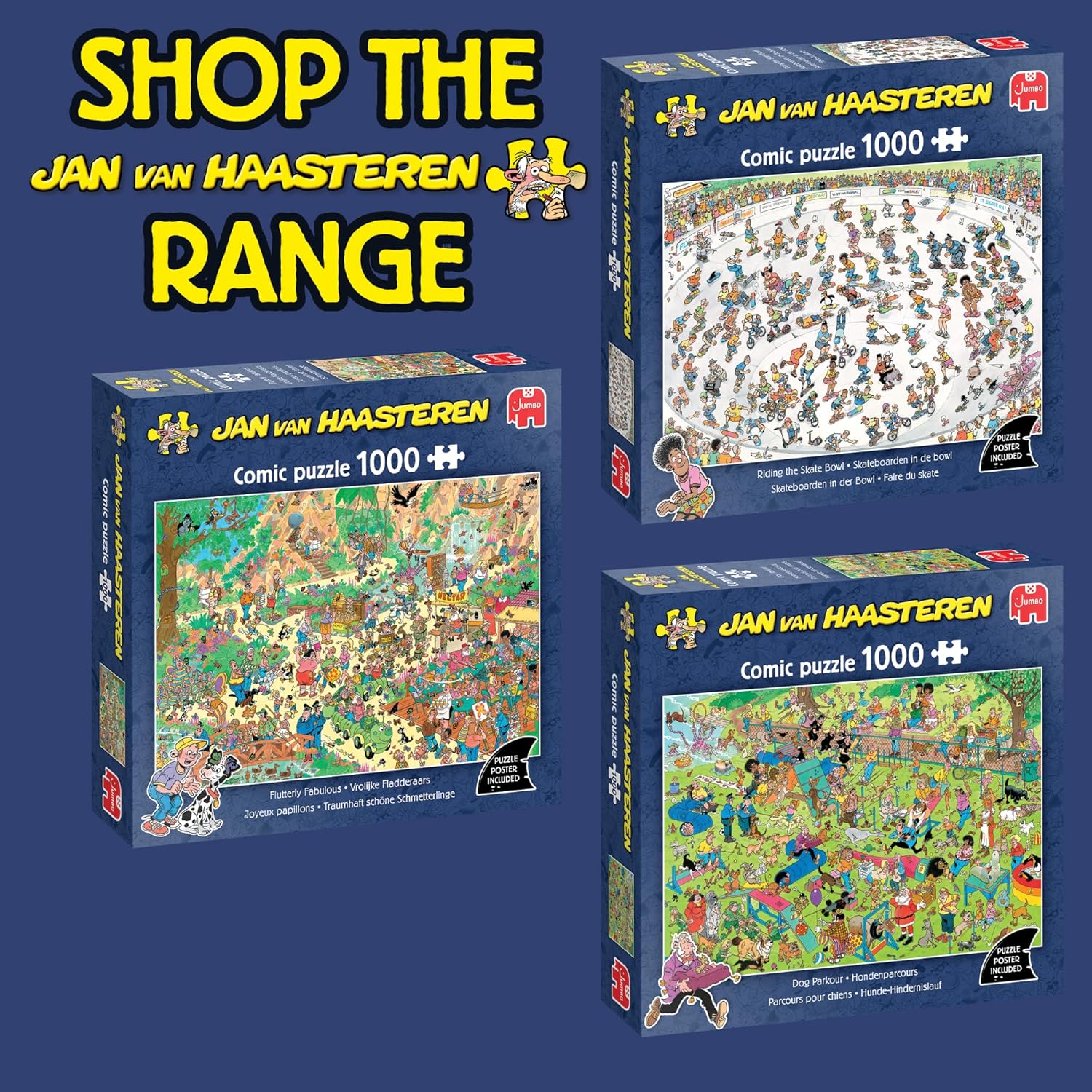 Jan van Haasteren Flutterly Fabulous - 1000 Piece Adults Puzzle, Large 1000 Pc Jigsaw Puzzles - 100% Recycled Cardboard Jigsaws - Fun Brainteasing Adult Puzzle for Birthday & Christmas - 68 x 49cm