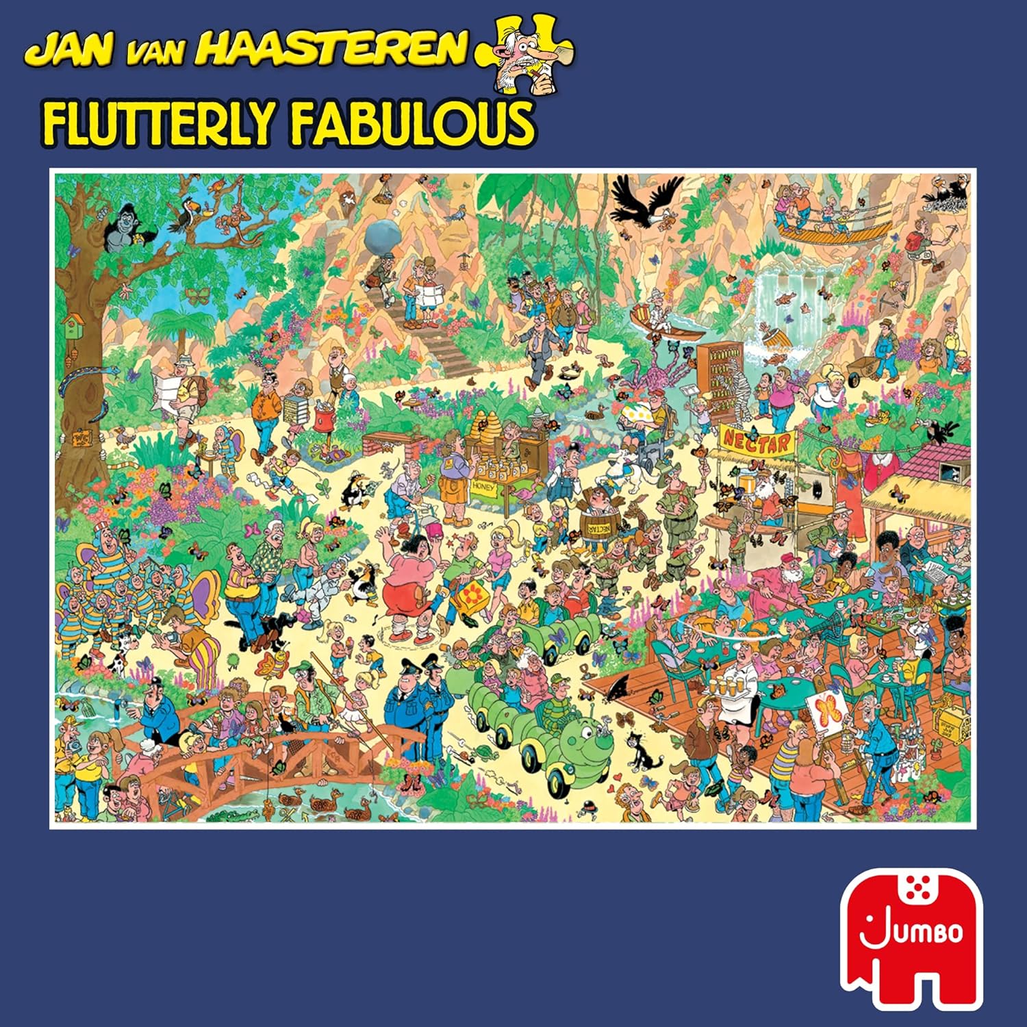 Jan van Haasteren Flutterly Fabulous - 1000 Piece Adults Puzzle, Large 1000 Pc Jigsaw Puzzles - 100% Recycled Cardboard Jigsaws - Fun Brainteasing Adult Puzzle for Birthday & Christmas - 68 x 49cm