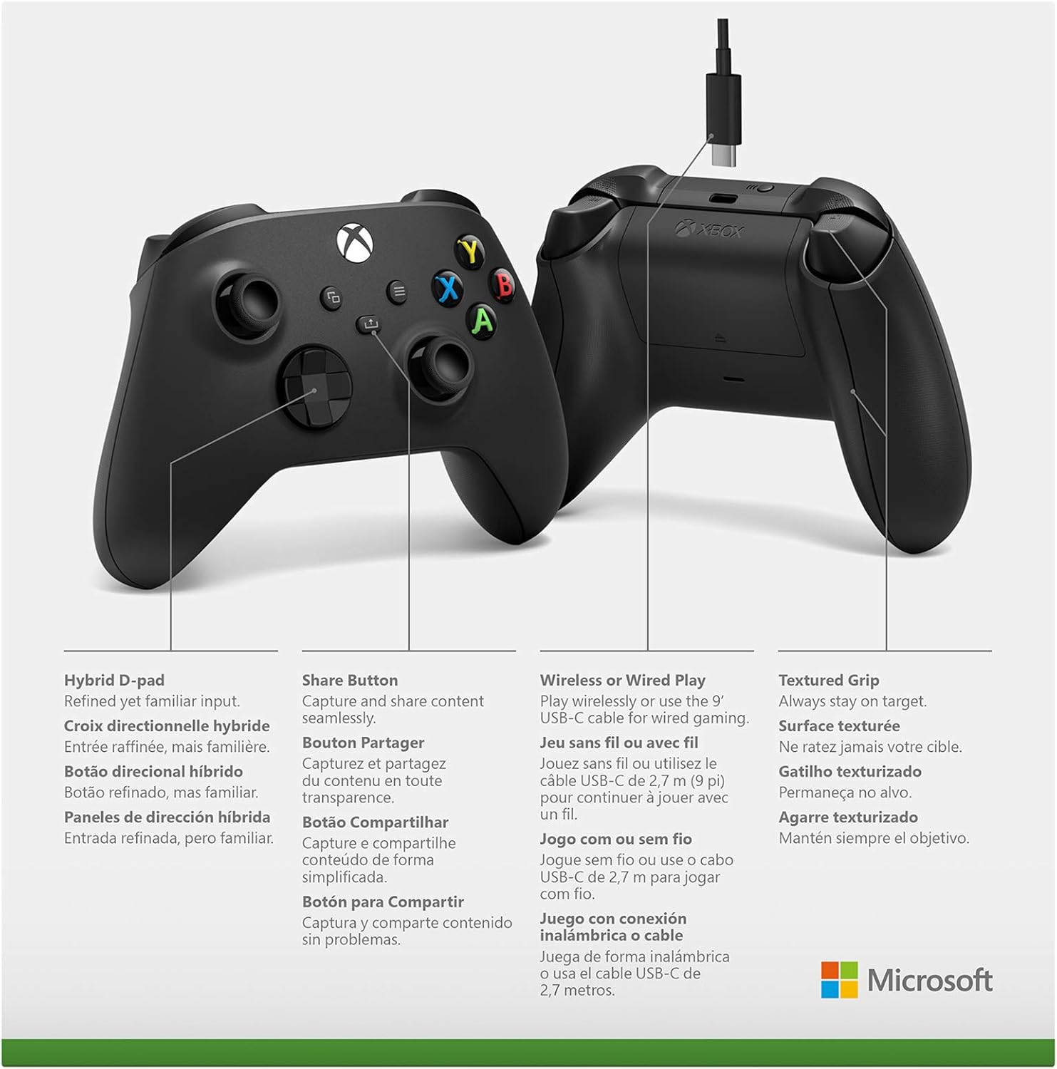 Xbox Wireless Controller - Carbon Black - cavo USB-C