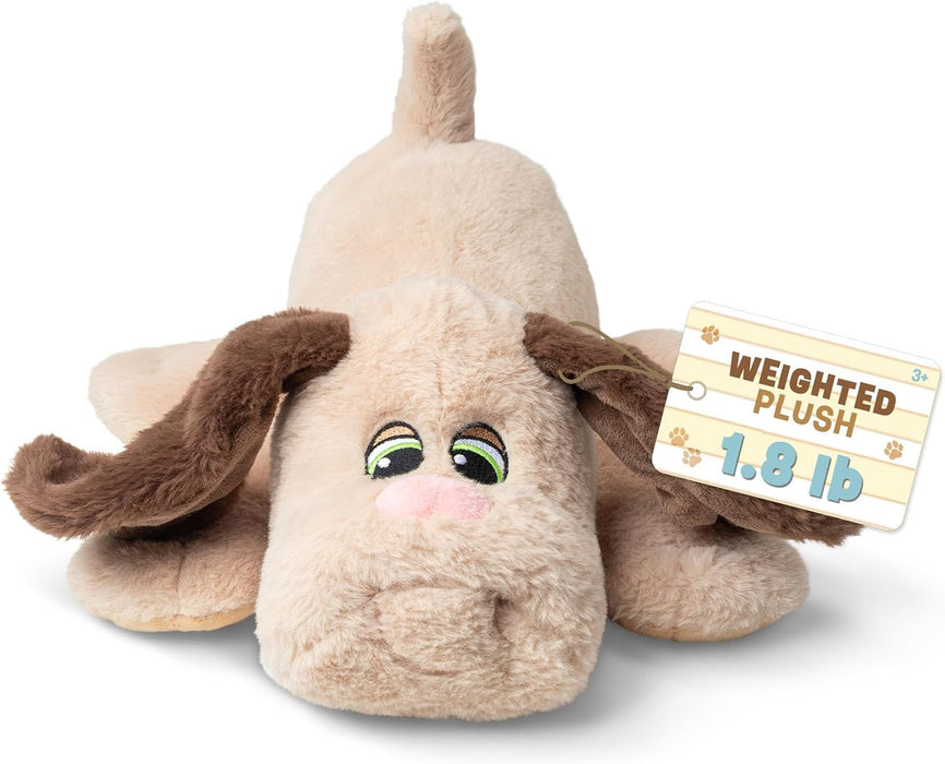 Basic Fun Pound Puppies Weighted Snuggles Plush – Tan with Brown Ears – Soft Huggable Comfort Toy with Classic Style – For Ages 3+