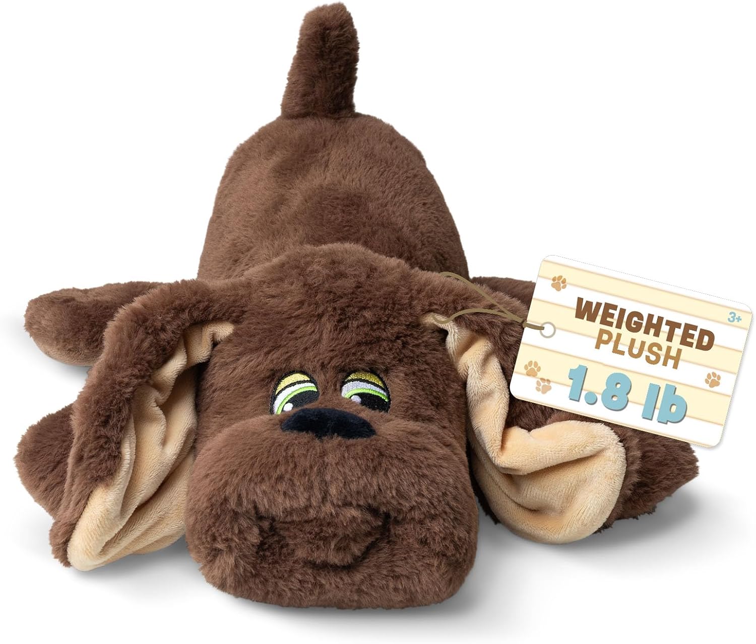 Basic Fun Pound Puppies Weighted Snuggles Plush – Dark Brown with Long Ears – Soft Weighted Plush Comfort Toy with Classic Design – For Ages 3+