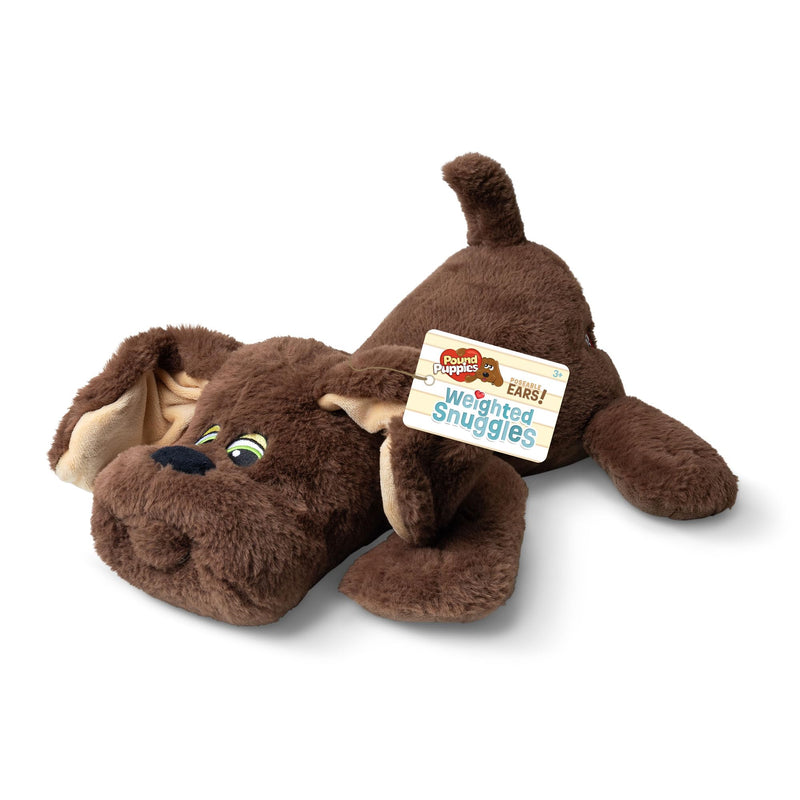 Basic Fun Pound Puppies Weighted Snuggles Plush – Dark Brown with Long Ears – Soft Weighted Plush Comfort Toy with Classic Design – For Ages 3+