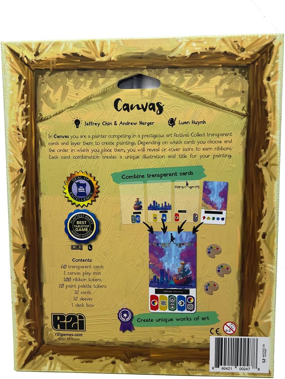 Road to Infamy Games Canvas Deluxe Edition Game: Wooden Classic Board Game, 168+ Years, 100 Wooden Ribbon Marks, 20 Wooden Inspiration Tokens, 8 Bonus Award Cards