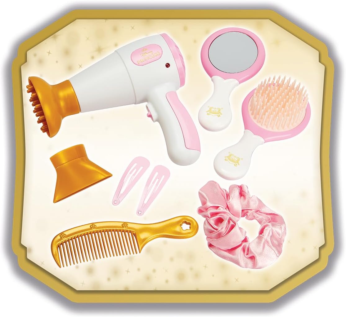 Smoby - Disney Princesses - Hair Set - Hairdressing Set - Imitation Toy - 9 Accessories - Light and Sound Functions - From 3 Years Old