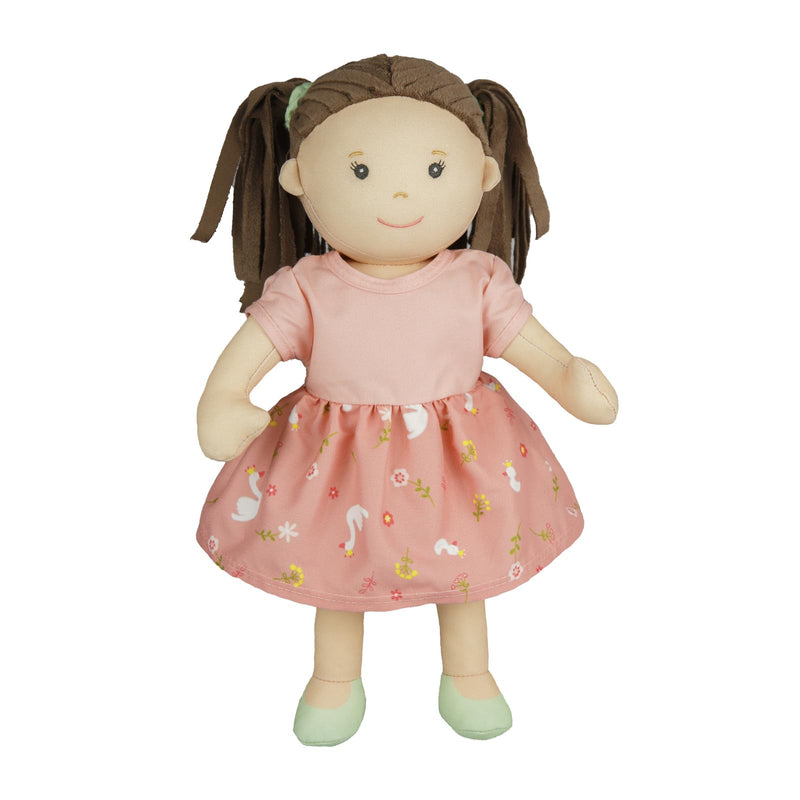 Heless 56 - Lappenpop meisje Lucie met roze jurk om aan en uit te trekken, ca. 32 cm grote zachte pop om te knuffelen, spelen en lief te hebben