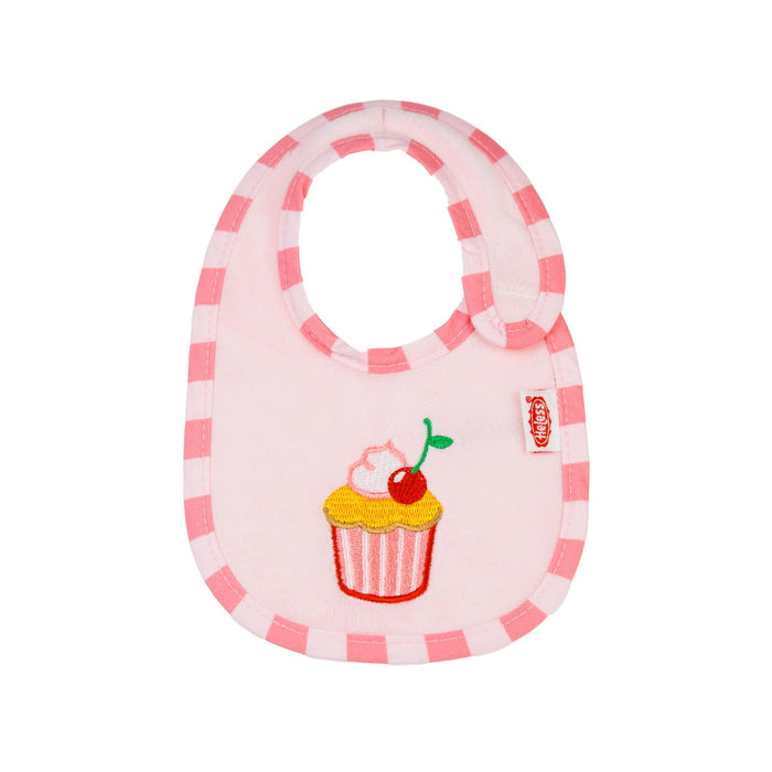 Heless 255 - Poppenaccessoire slabbetje "Emily's Cupcake", in roze en met borduursel, geschikt voor poppen en knuffels van alle maten