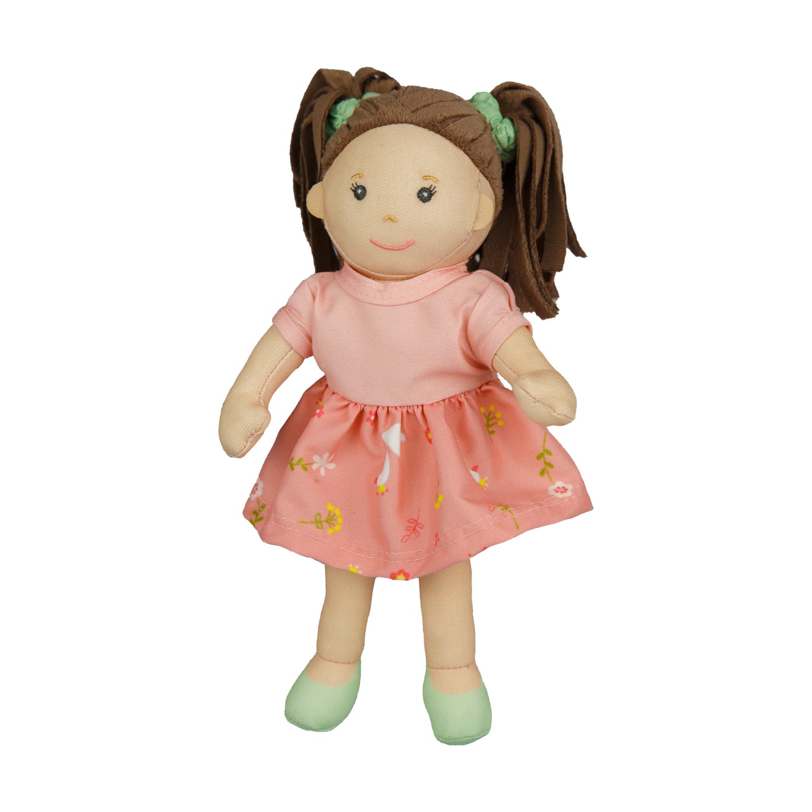 Heless 506 - Zachte pop meisje Roze met schattig jurkje om aan en uit te trekken, ca. 22 cm grote zachte pop om te knuffelen, spelen en lief te hebben